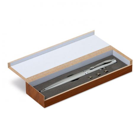 Laser w Długopisie w pudełku drewnianym Srebrny - 4